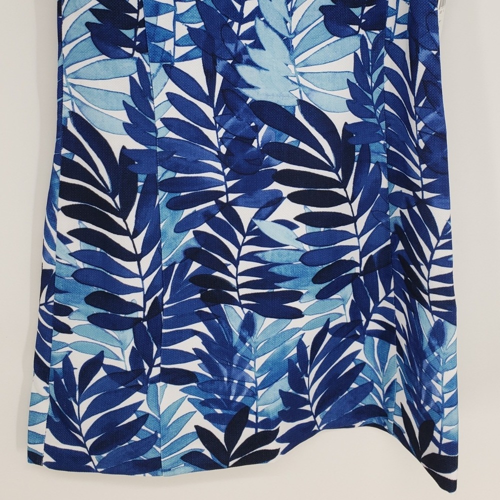 Gabby Skye Tropical Leaf Shift Dress Womens 10 Blue Sleeveless Cutout Sundress - Picture 7 of 10